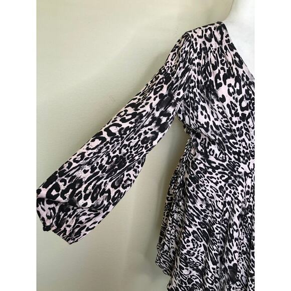 MILLY Animal Print Wrap Dress Leopard Print Gina Dress Size: Large - Picture 7 of 16